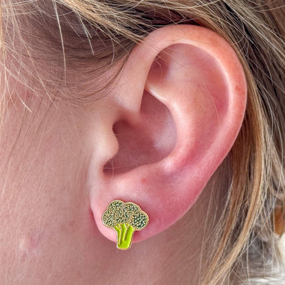 Broccoli Enamel Earrings — Jenny Lemons