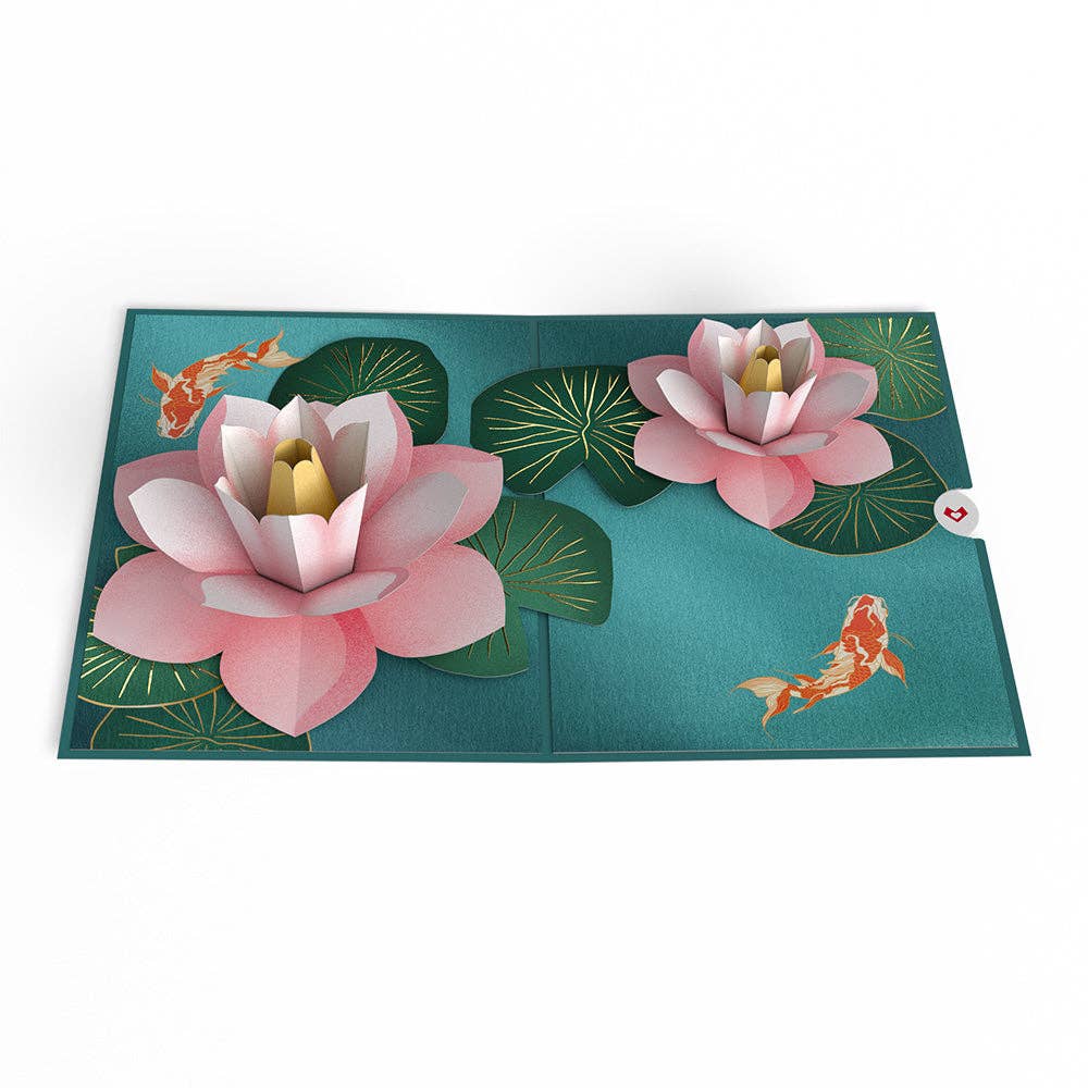 Lovepop Cards - Koi Fish and Lotus Pond Pop-up Card 5x7"