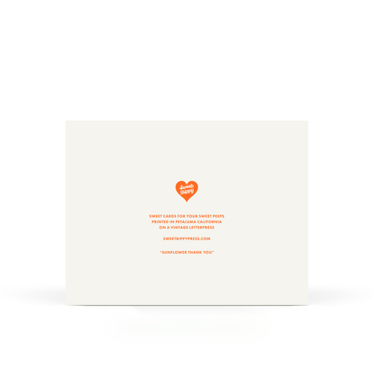 Sunflower Thank You Card — Letterpress Greeting Card