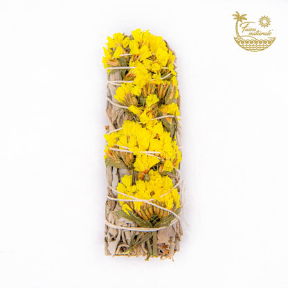 White Sage & Yellow Sinuata Moon Bundle — 4" (Farm-Grown, Hand-Tied)
