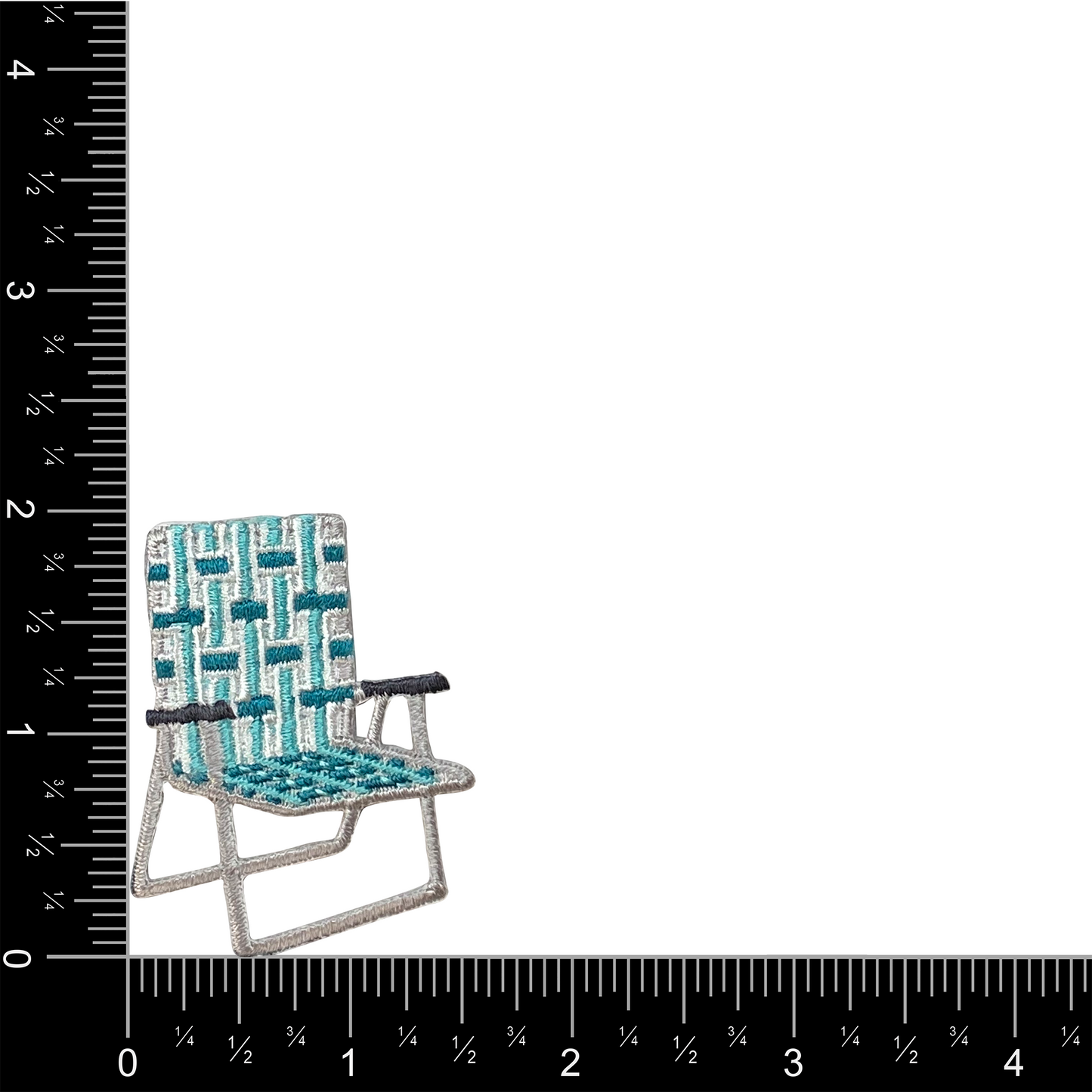 Vintage Lawn Chair, Teal Green Webbed Straps, Iron on Patch