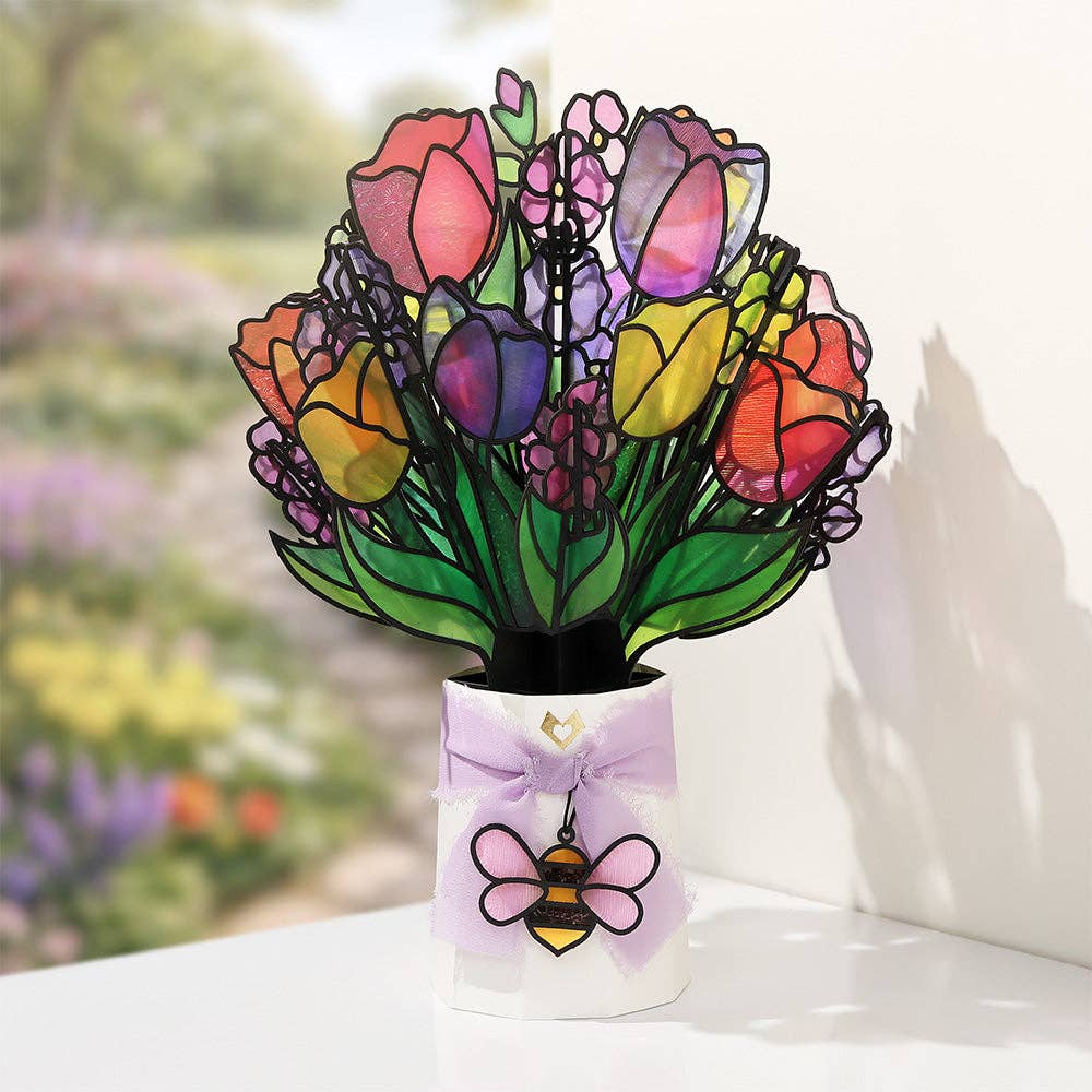Lovepop Cards - Vibrant Tulip Suncatcher Bouquet 8.5 x 12"