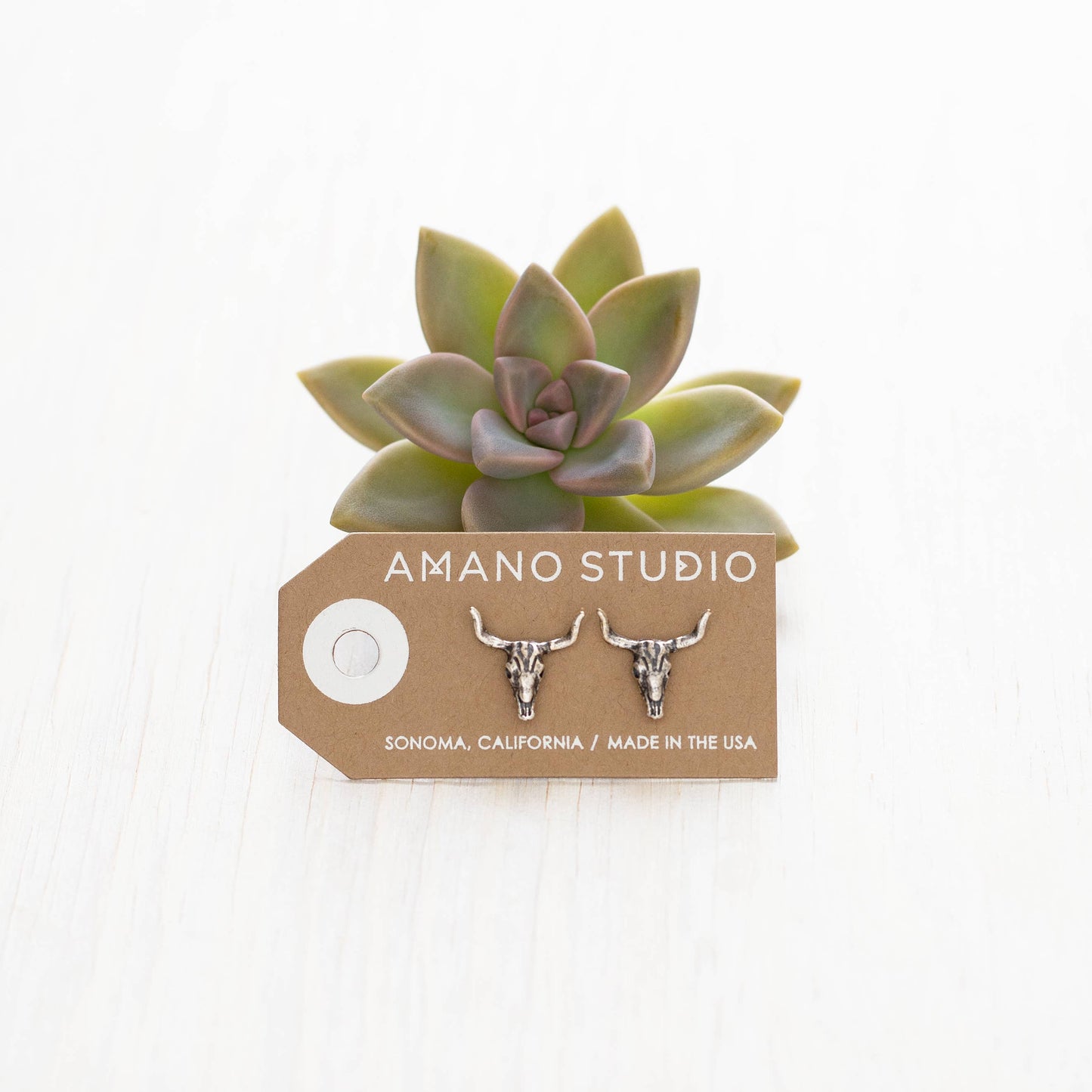 Skull Stud Earrings — Vintage Amano Archive (Oxidized Finish)