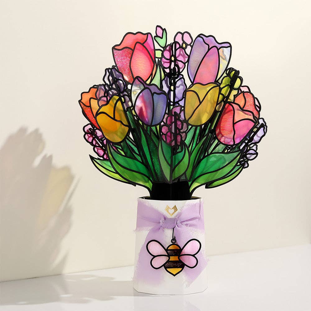 Lovepop Cards - Vibrant Tulip Suncatcher Bouquet 8.5 x 12"
