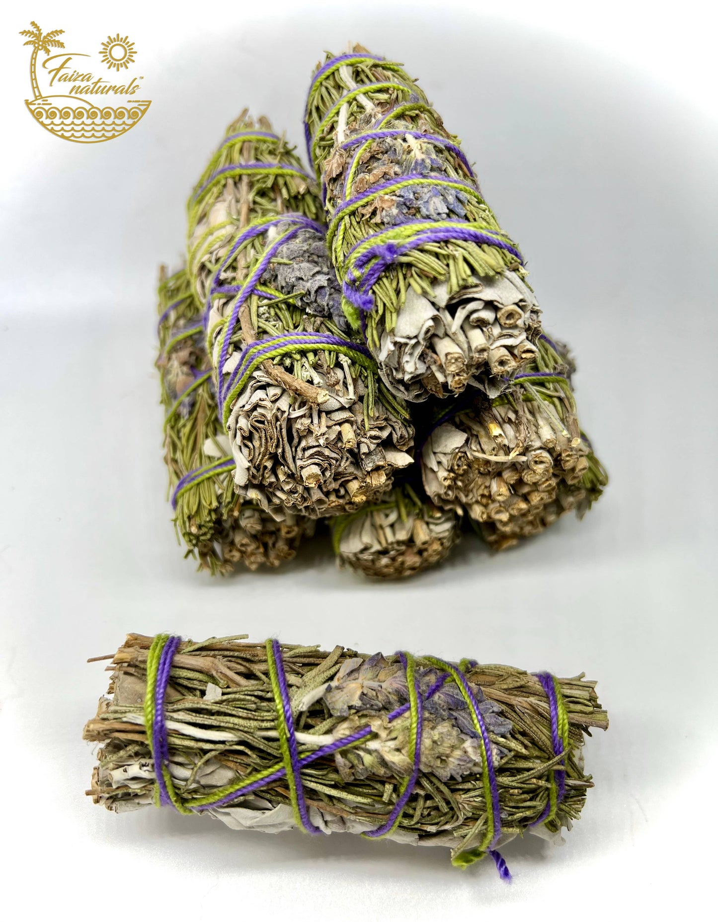 Lavender • Rosemary • White Sage Smudge Sticks — 4" (Hand-Harvested & Hand-Tied in Southern California)