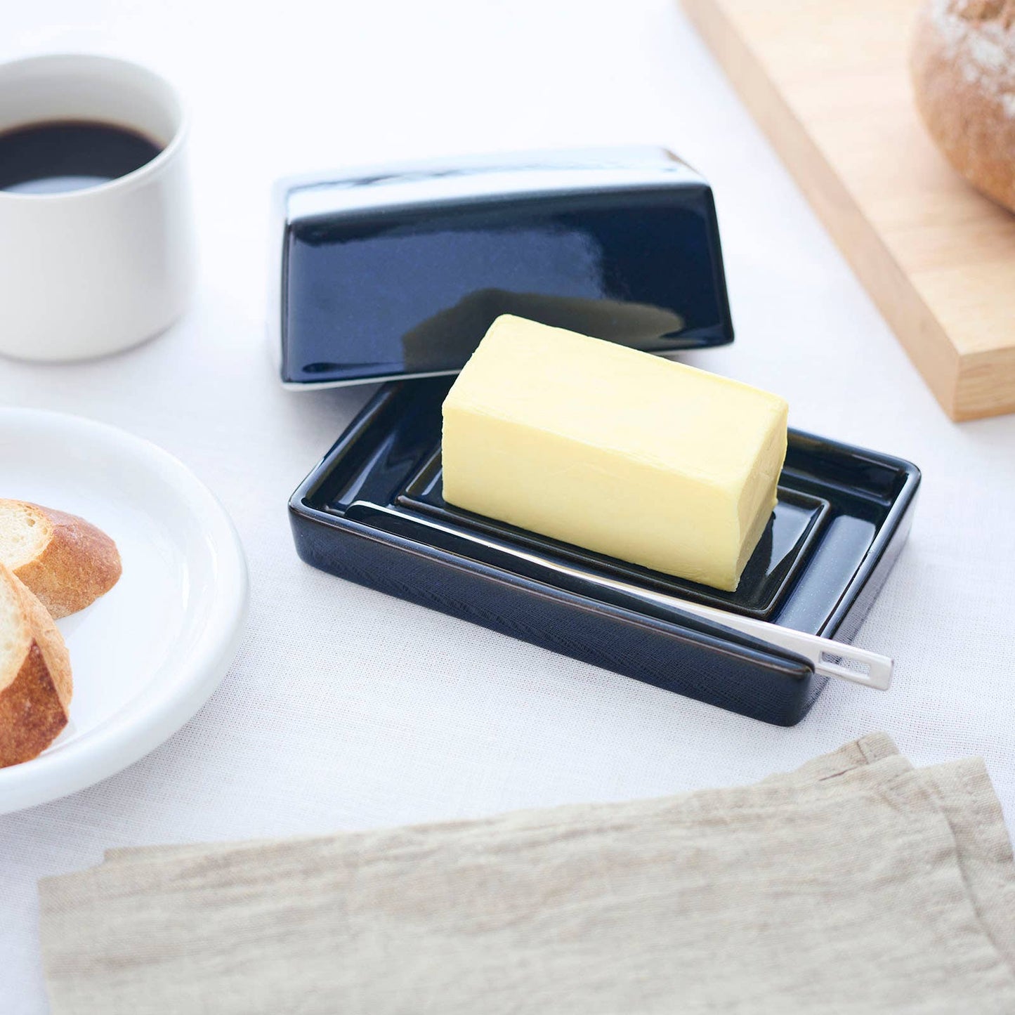 BEE HOUSE Butter Dish with s.s.butter knife - Jeans Blue