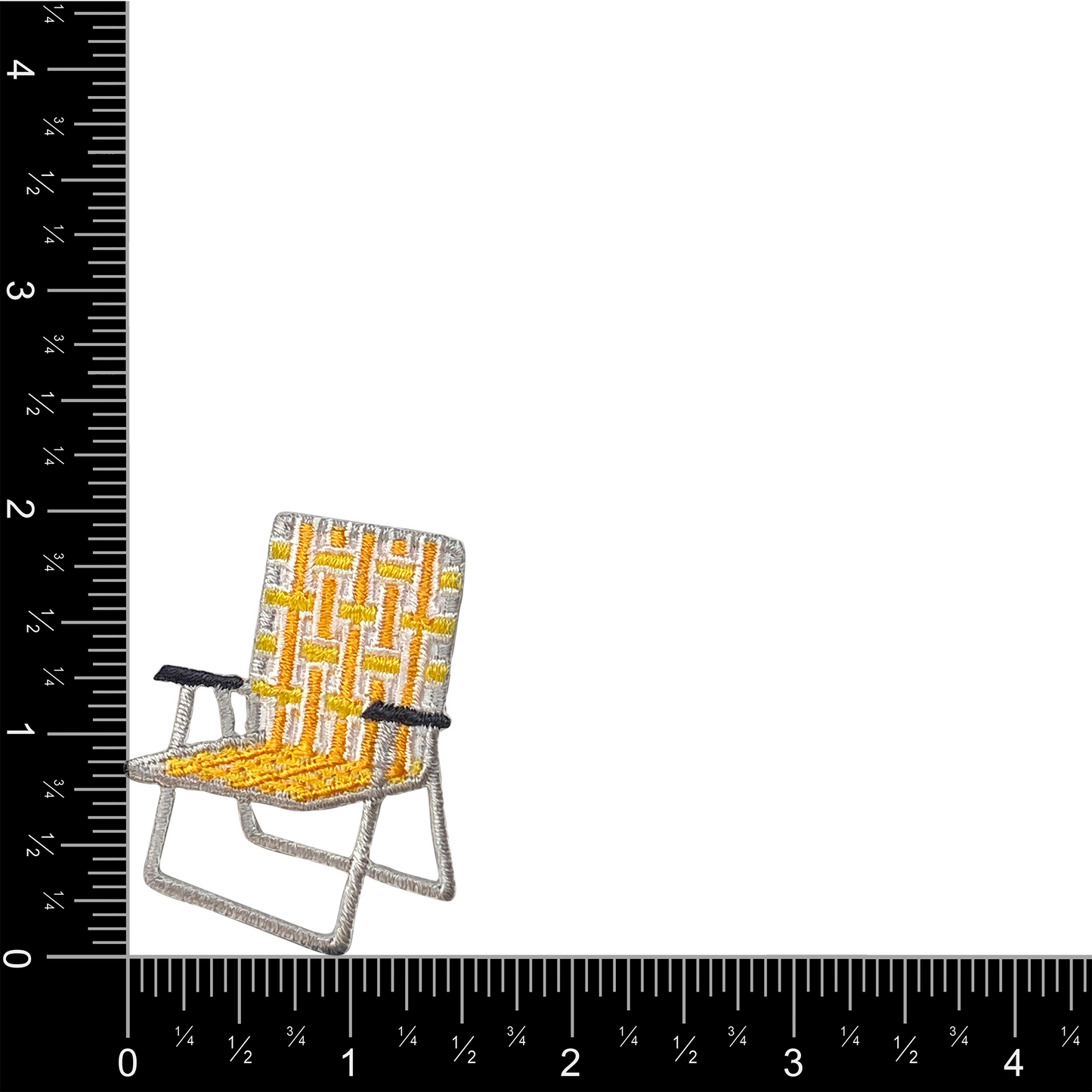 Vintage Yellow Webbed Lawn Chair, Camping, Iron on Patch