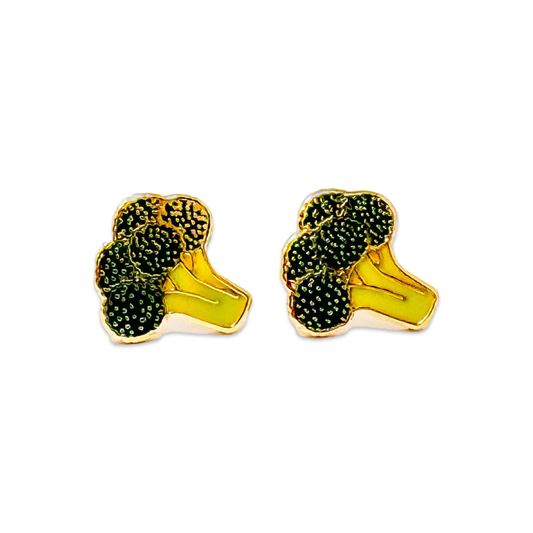 Broccoli Enamel Earrings — Jenny Lemons