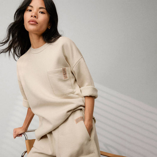 Silksweats™ Midweight Reversible Cropped Sleeve Sweatshirt