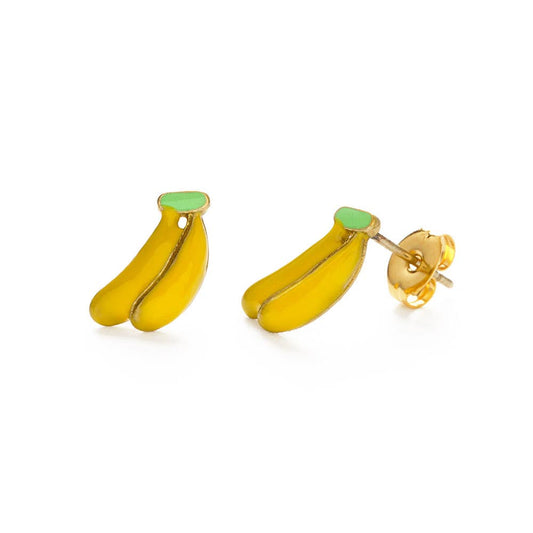 Banana Stud Earrings — 14k Gold-Plated Brass (Lead & Nickel Free)