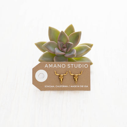 Skull Stud Earrings — Vintage Amano Archive (Oxidized Finish)