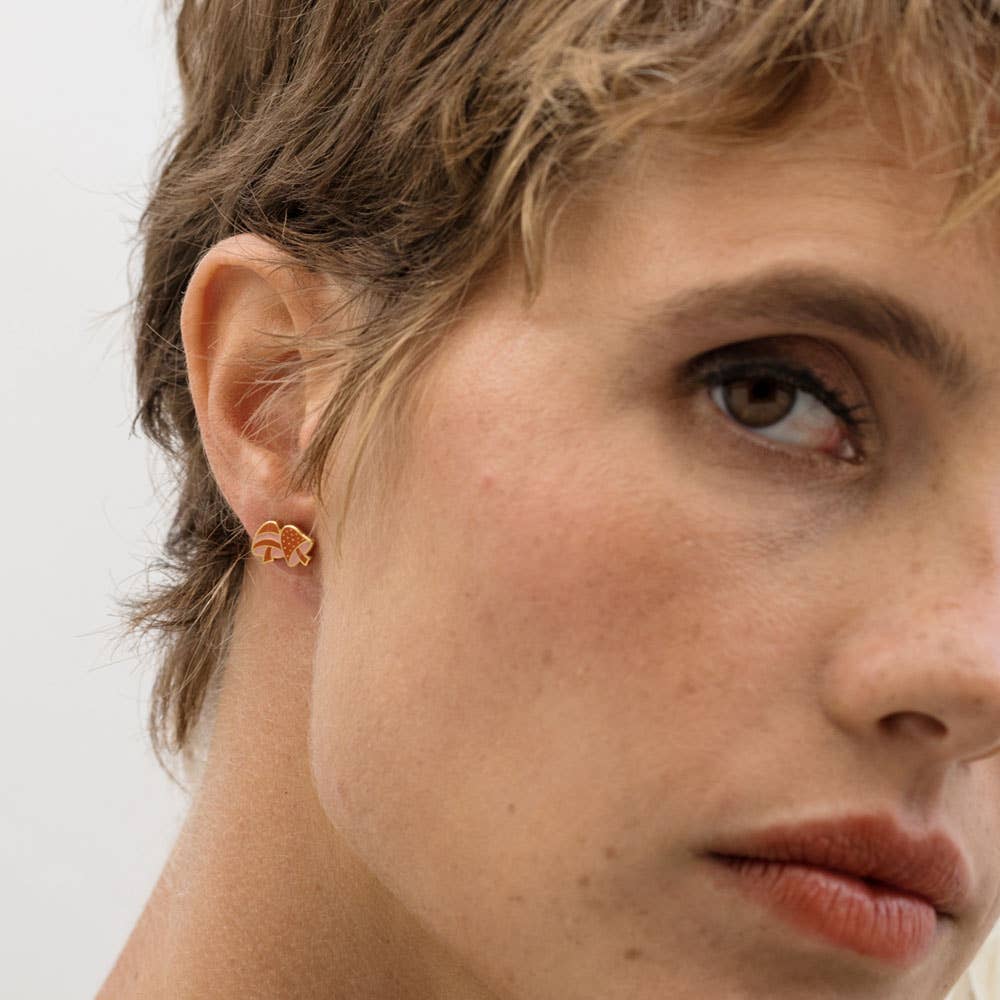 ’70s Shroom Stud Earrings — 24k Gold - Plated (Original Vintage Molds, USA Made) - Dear John