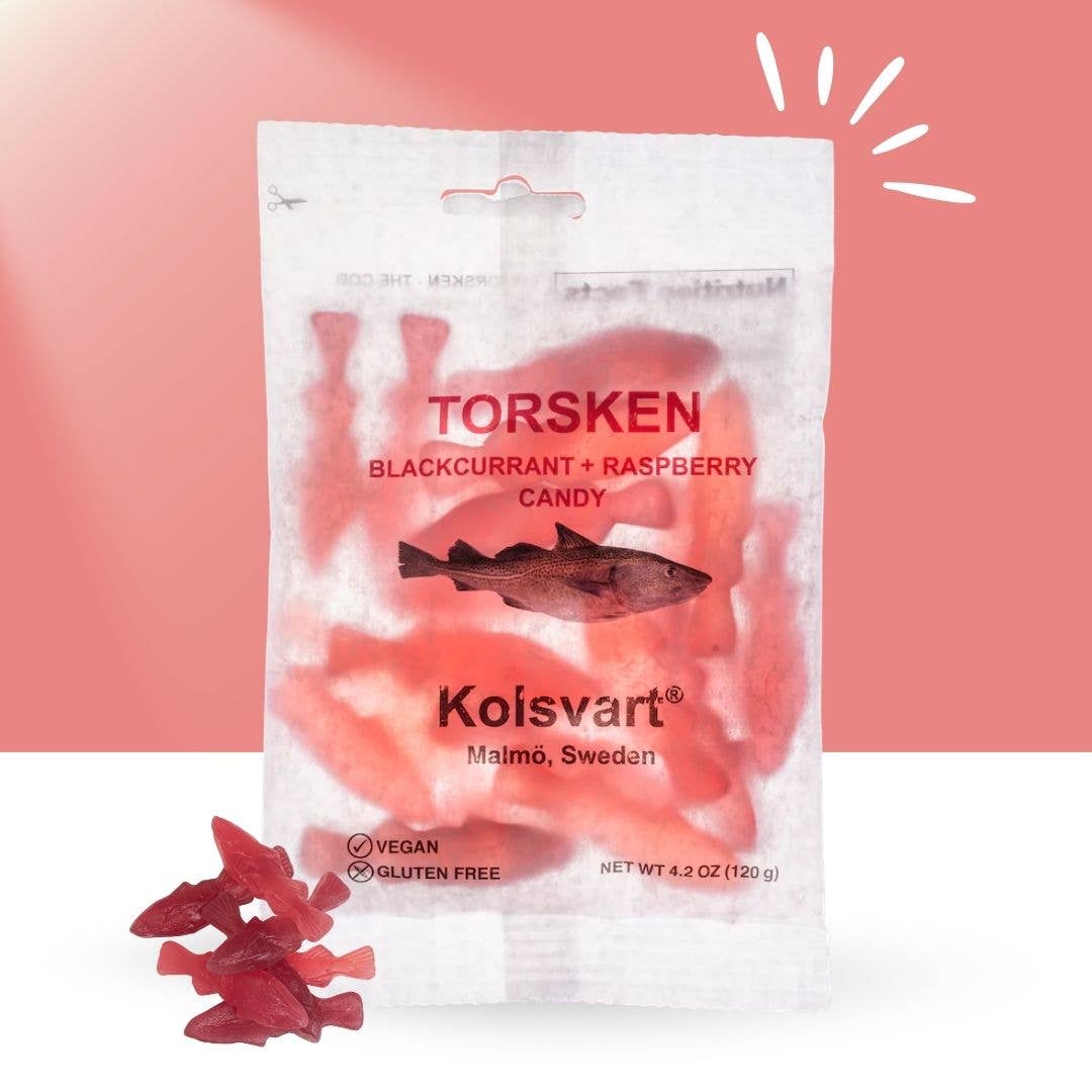 Kolsvart Blackcurrant & Raspberry Swedish Fish — Vegan & Gluten Free (125 g)