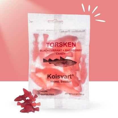 Kolsvart Blackcurrant & Raspberry Swedish Fish — Vegan & Gluten Free (125 g)