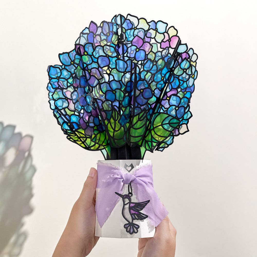 Lovepop Cards - Sunlit Hydrangeas Suncatcher Bouquet 12 x 8.5"