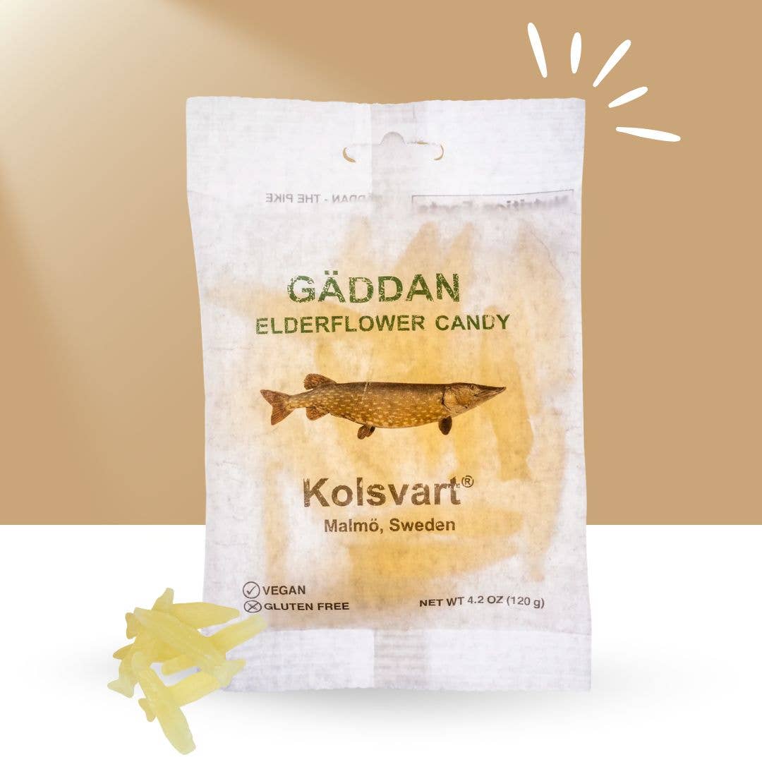 Kolsvart Gaddan Elderflower Candy Fish 4.25 oz (125 gr)