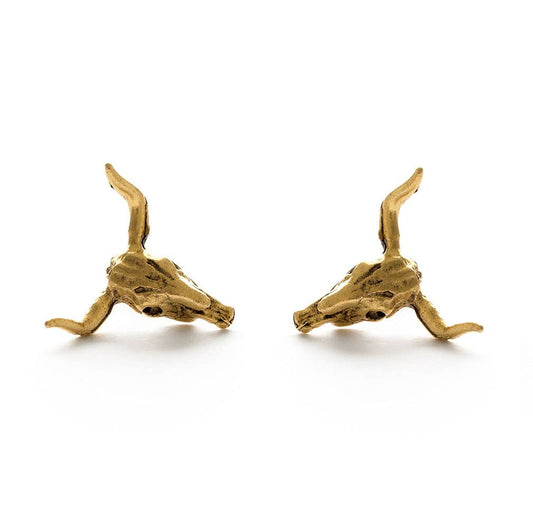 Skull Stud Earrings — Vintage Amano Archive (Oxidized Finish)