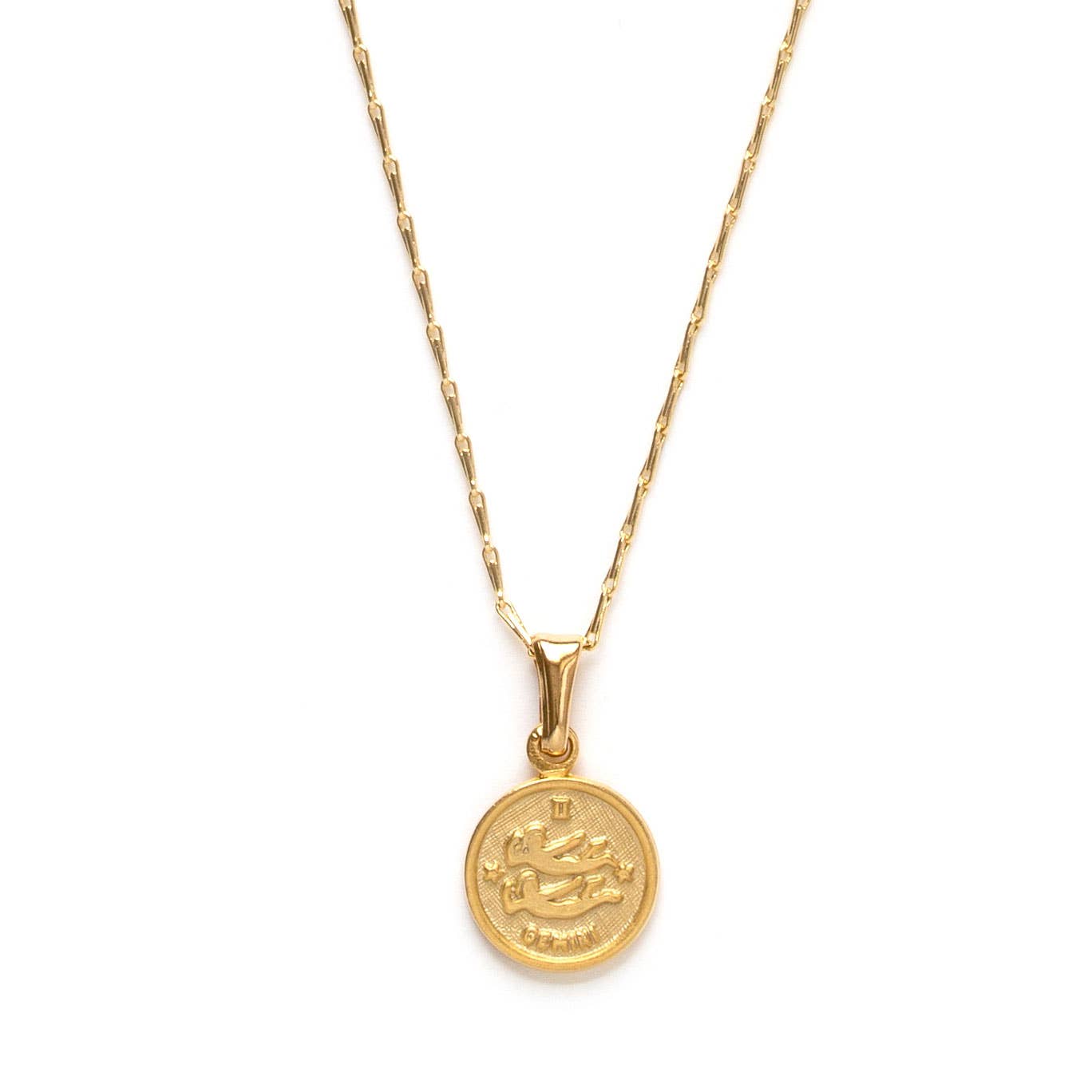 Tiny Zodiac Medallion Necklace — 14k Gold Over Brass (Singles)
