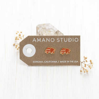 ’70s Shroom Stud Earrings — 24k Gold-Plated (Original Vintage Molds, USA Made)