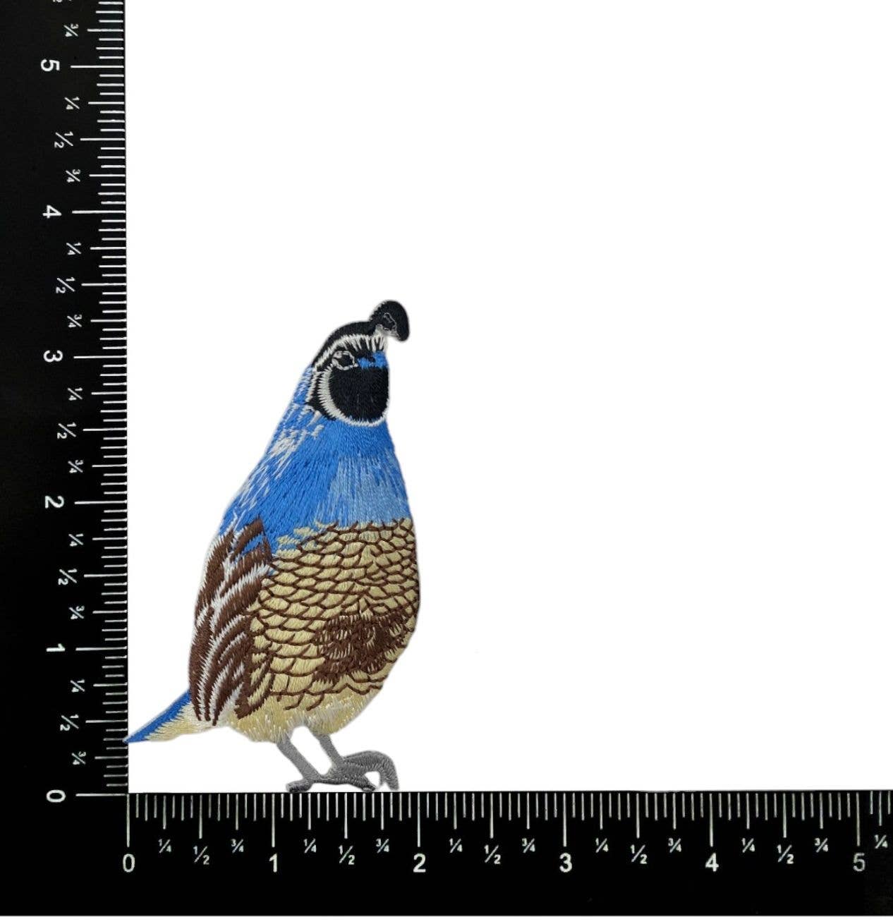 California Quail, Facing Right, Embroidered, Iron on Patch