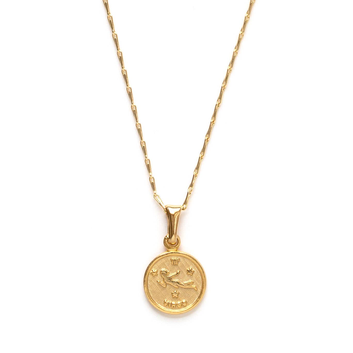 Tiny Zodiac Medallion Necklace — 14k Gold Over Brass (Singles)