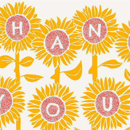 Sunflower Thank You Card — Letterpress Greeting Card