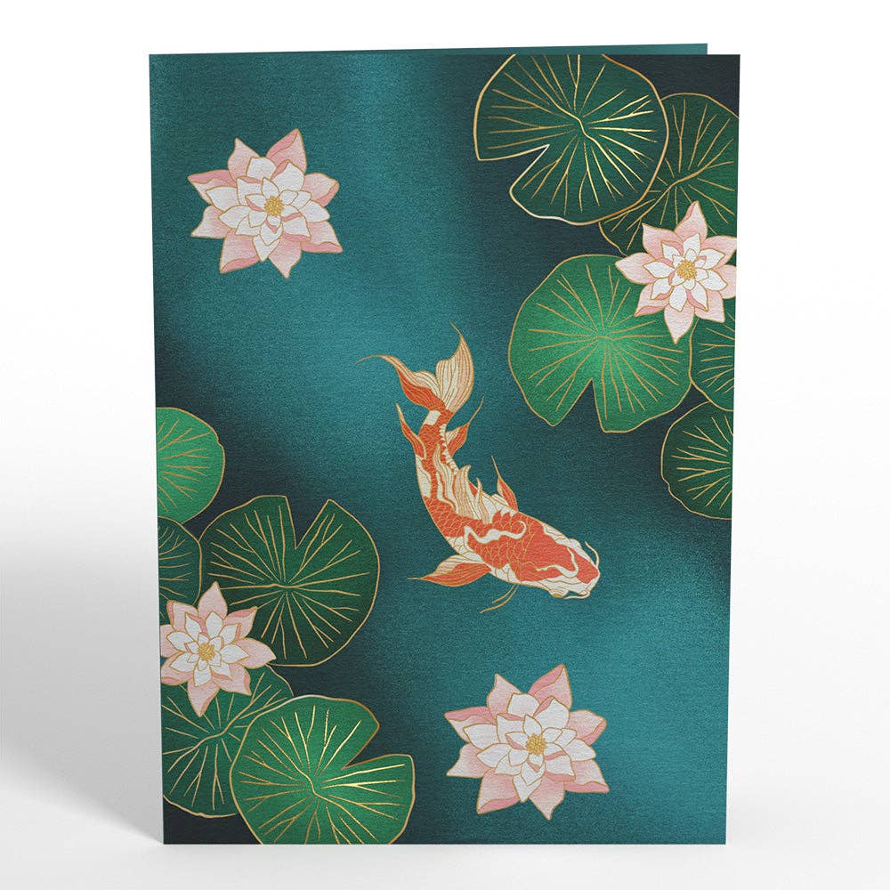 Lovepop Cards - Koi Fish and Lotus Pond Pop-up Card 5x7"