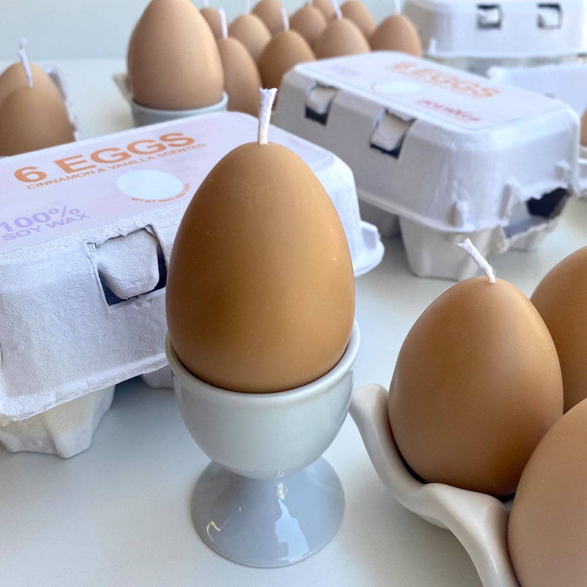 Egg-Shaped Candles — Half Dozen (Cinnamon & Vanilla, Soy Wax)