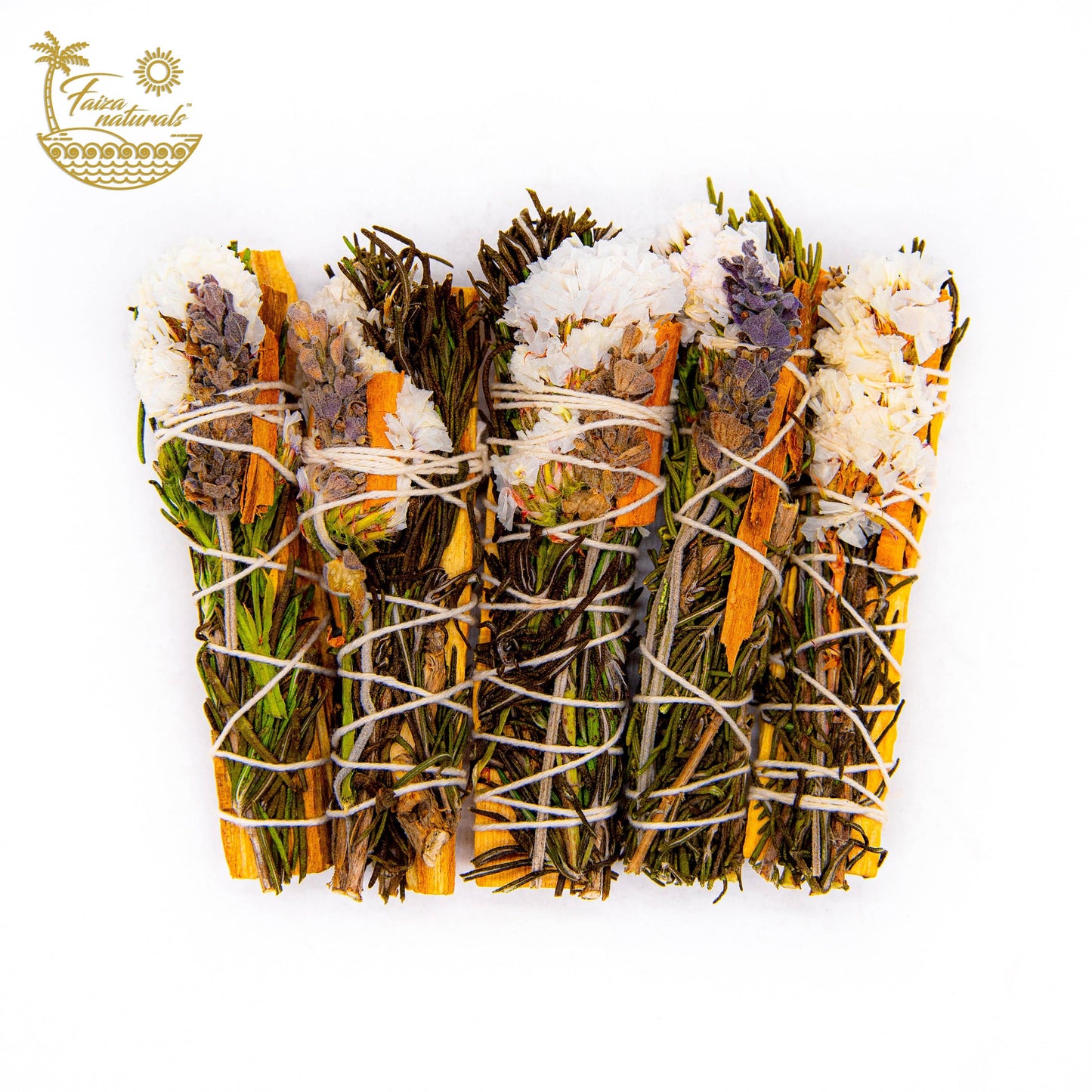Palo Santo Smudge — Farm-Crafted Bundle with Lavender, Rosemary, Cinnamon & White Sinuata