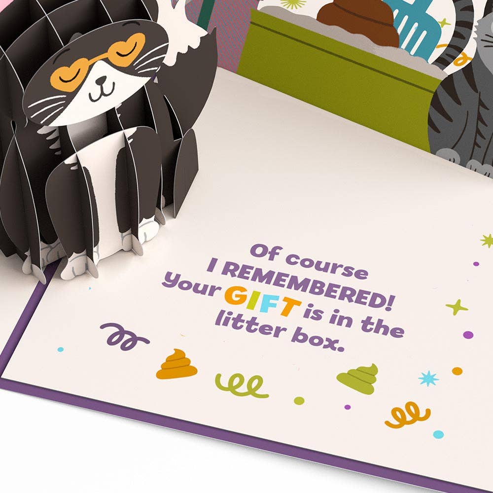 Lovepop Cards - Your Gift Is in the Litterbox Birthday Cat Pop-Up Card 5x7"