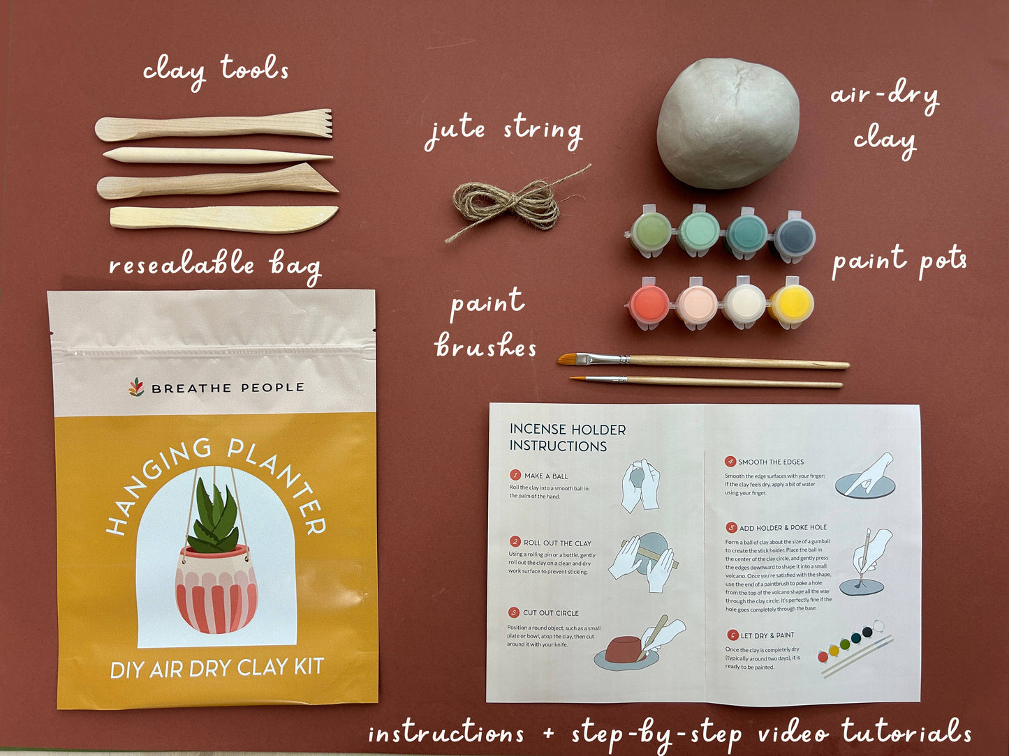 DIY Air Dry Clay Kit- Make Your Own Hanging Plant Pot