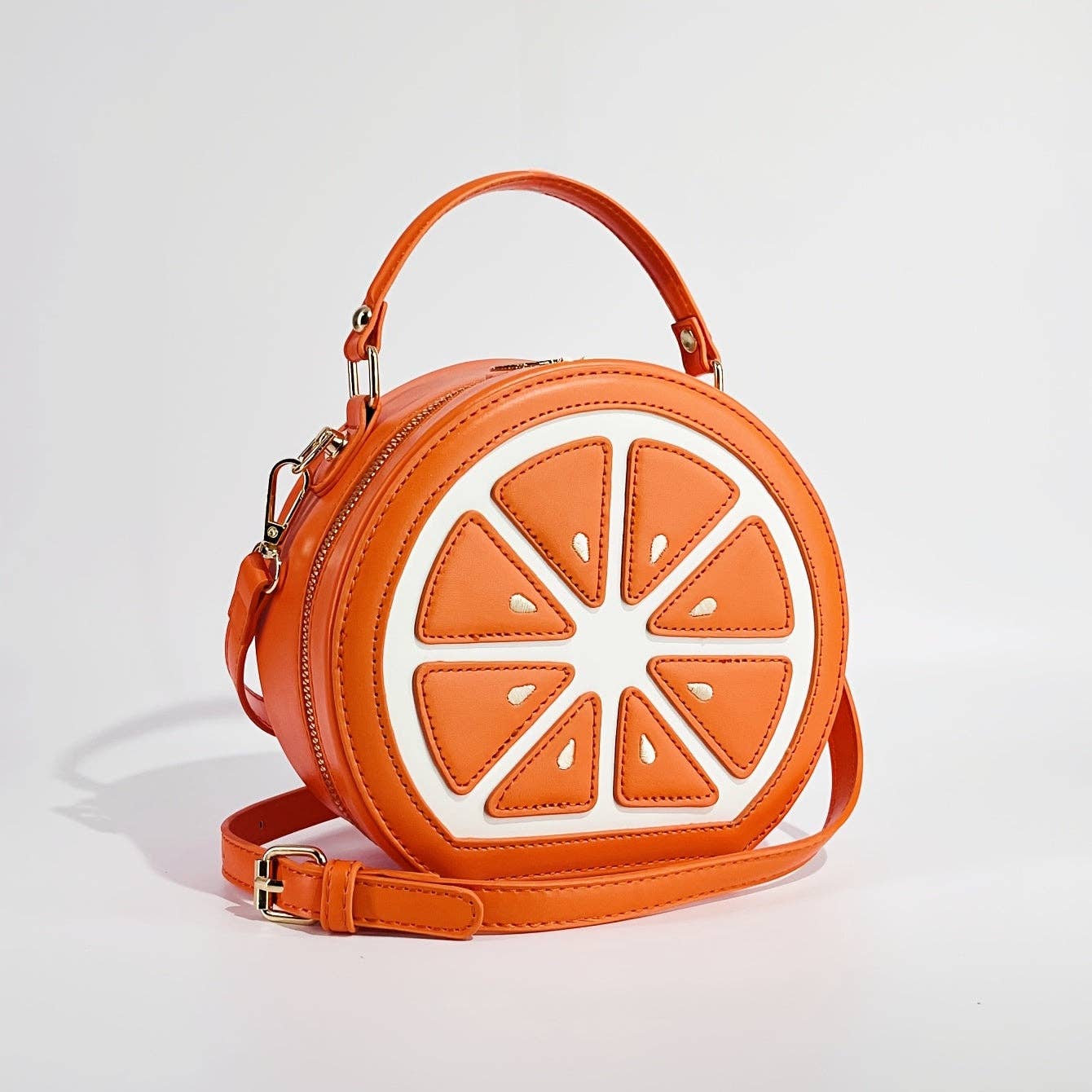 Fashionable Y2K Lemon-Shaped Crossbody Bag for Women, Embroidered Geometric Pattern, with Adjustable Strap, Zipper Closure, Polyester Lined, Painted Edges, Messenger Style Shoulder Handbag