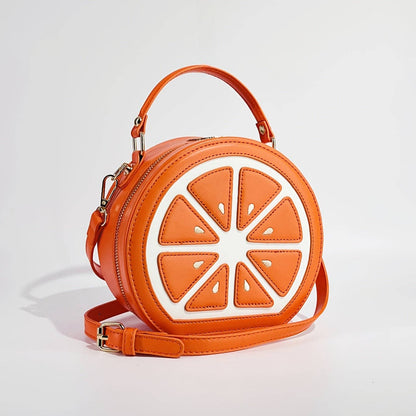 Fashionable Y2K Lemon-Shaped Crossbody Bag for Women, Embroidered Geometric Pattern, with Adjustable Strap, Zipper Closure, Polyester Lined, Painted Edges, Messenger Style Shoulder Handbag