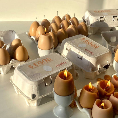 Egg-Shaped Candles — Half Dozen (Cinnamon & Vanilla, Soy Wax)