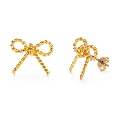 Bow Stud Earrings — 14k Gold Plated