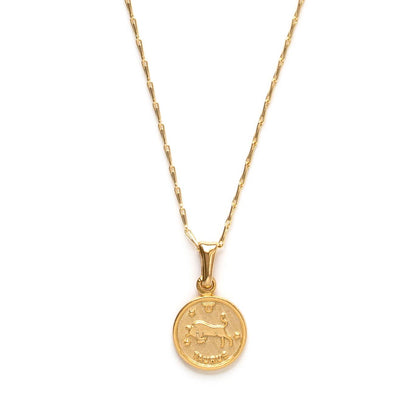Tiny Zodiac Medallion Necklace — 14k Gold Over Brass (Singles)