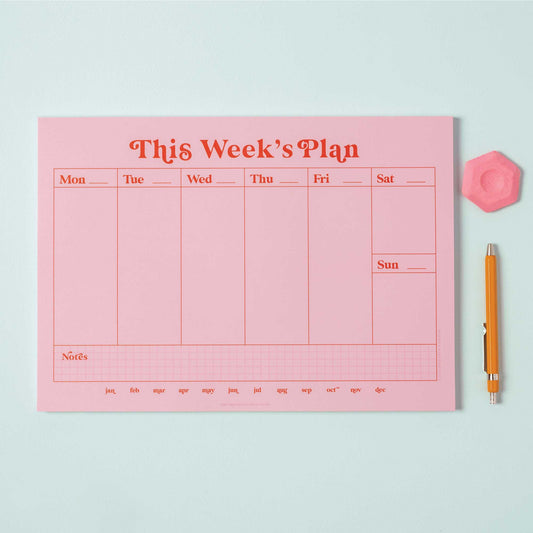 A4 Weekly Planner Pad | Pink & Red - Dear John