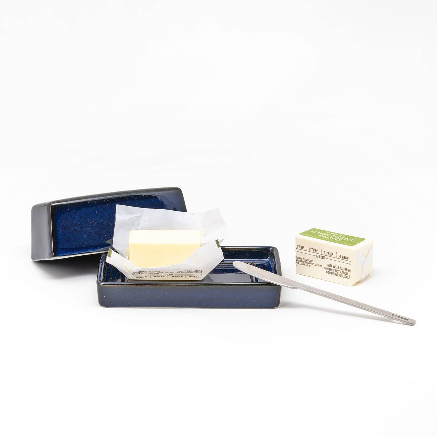 BEE HOUSE Butter Dish with s.s.butter knife - Jeans Blue