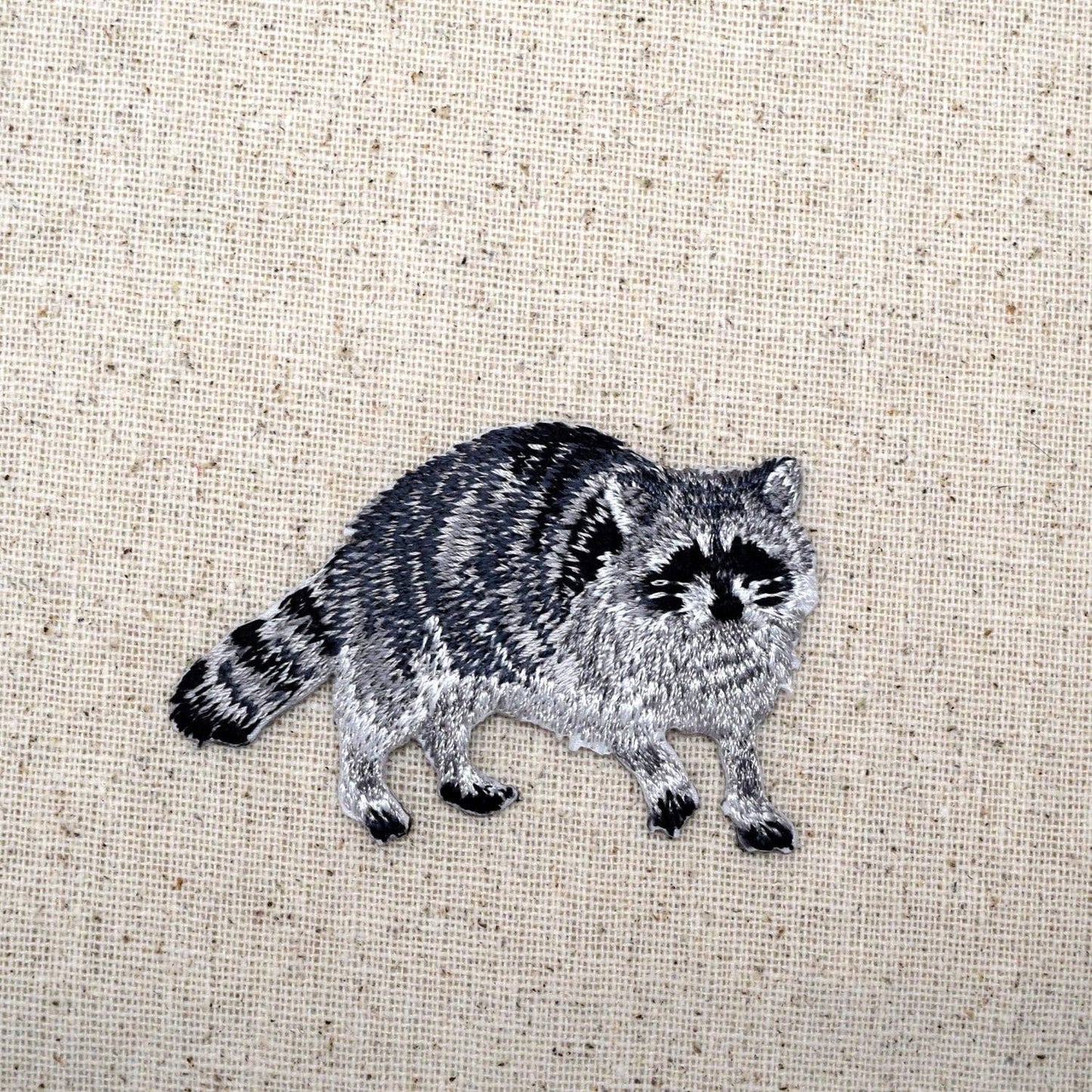 Natural Raccoon - Full Body - Walking Right - Iron on Patch