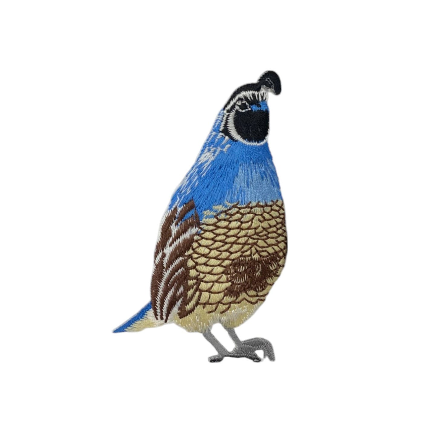 California Quail, Facing Right, Embroidered, Iron on Patch