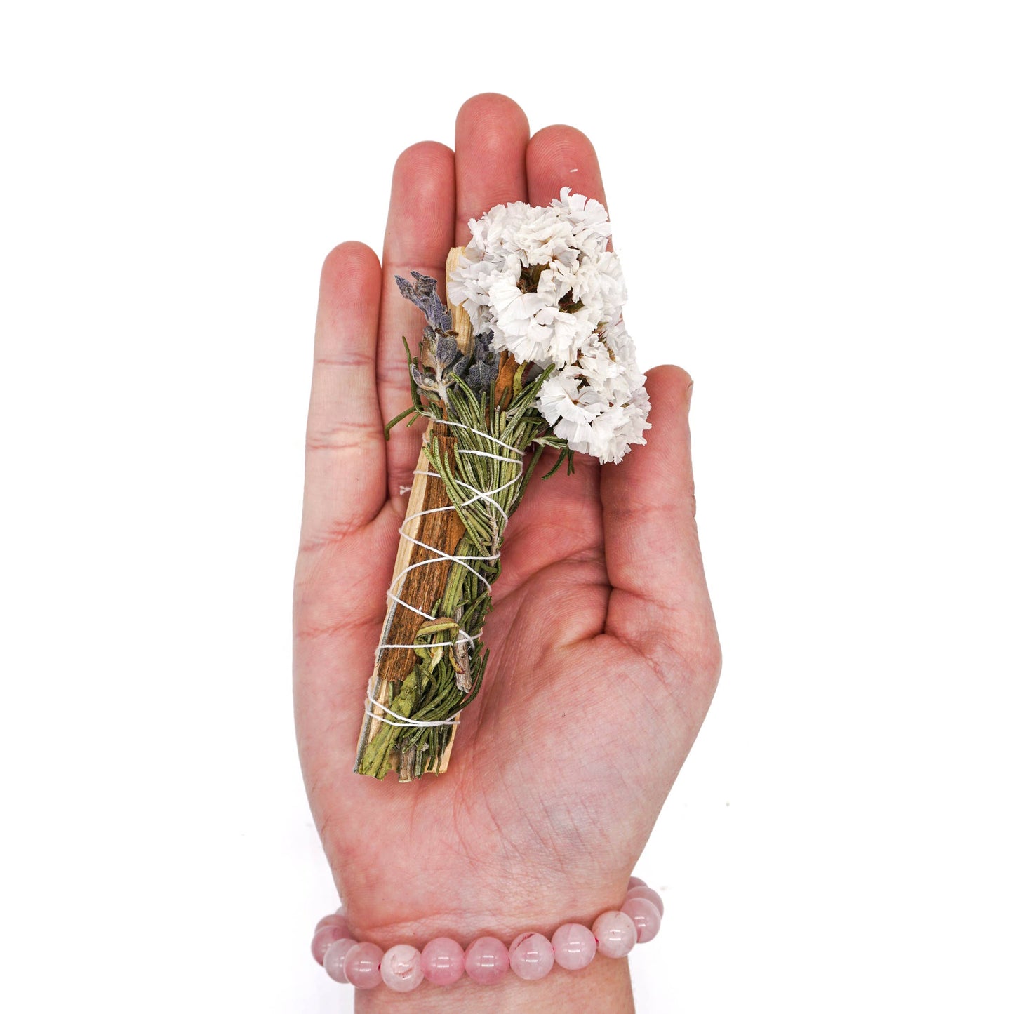 Palo Santo Smudge — Farm-Crafted Bundle with Lavender, Rosemary, Cinnamon & White Sinuata