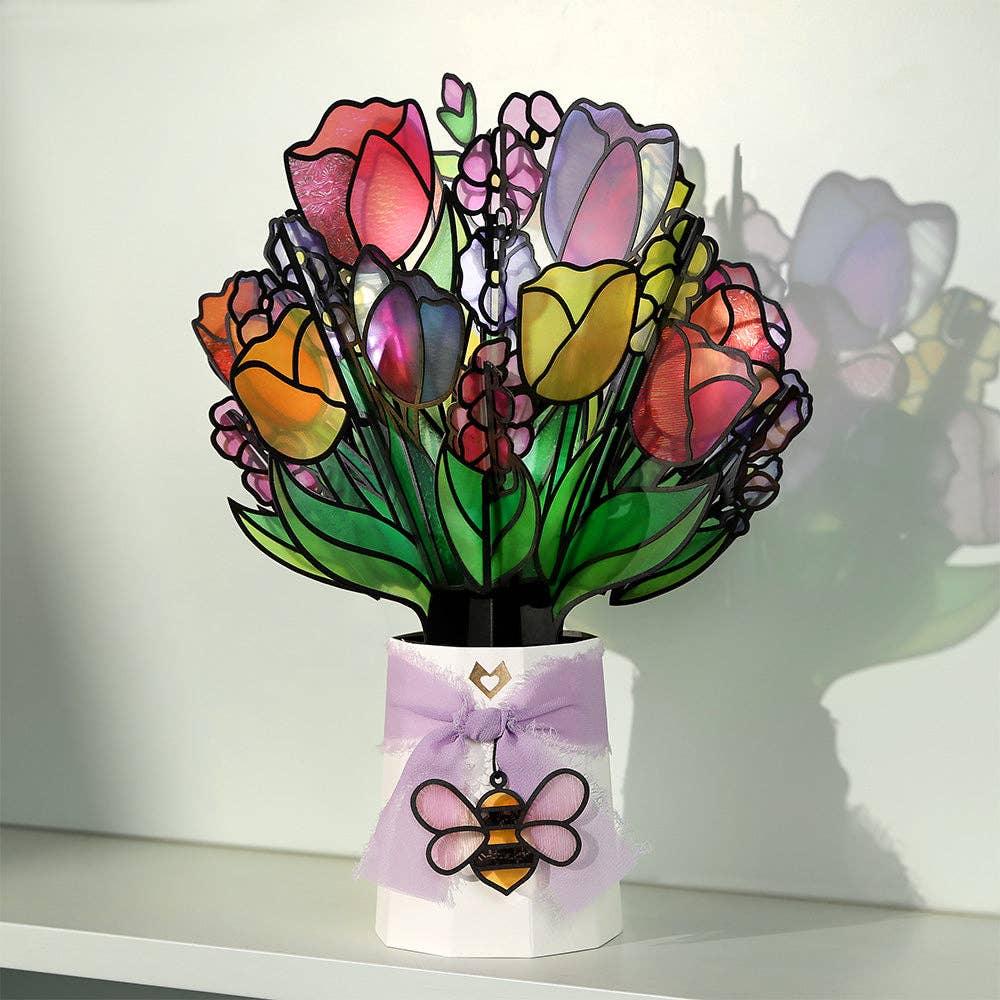 Lovepop Cards - Vibrant Tulip Suncatcher Bouquet 8.5 x 12"