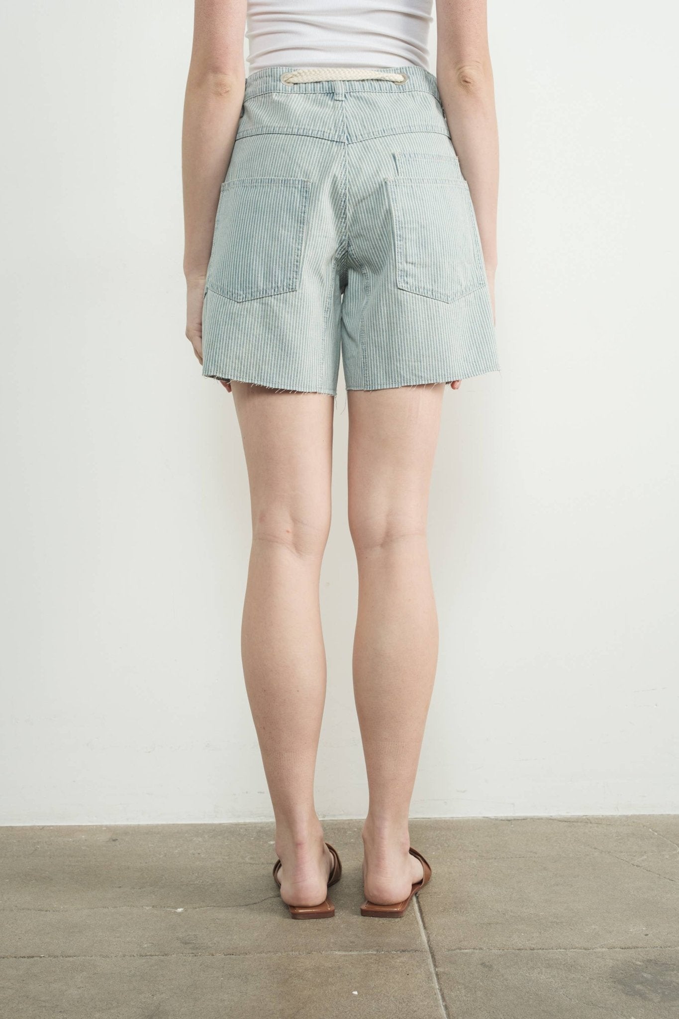 Aaron & Amber - MAP3104 VINTAGE WASHED BARREL DENIM SHORTS W/GROMMET WAIST - Dear John