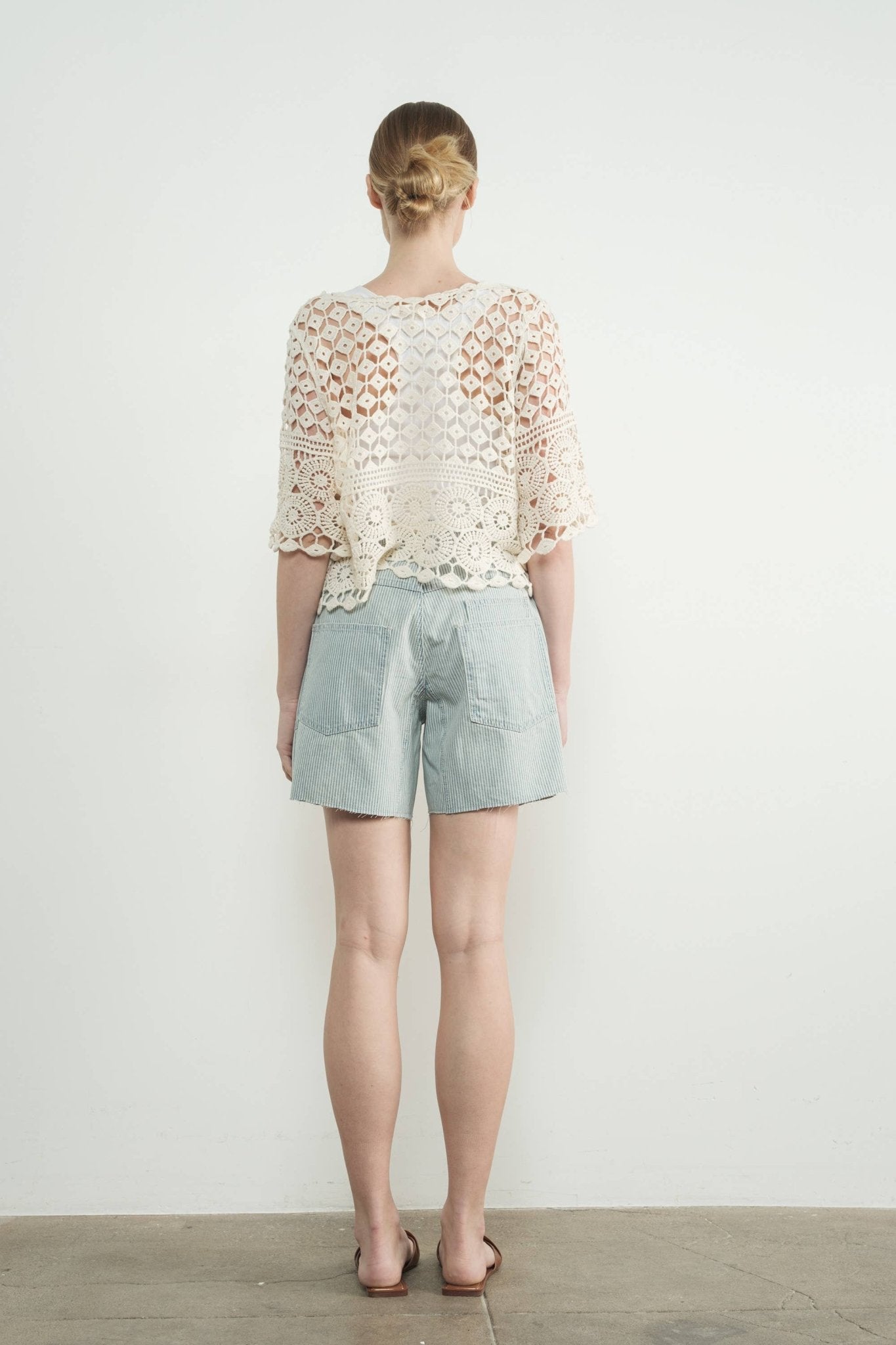 Aaron & Amber - MAP3104 VINTAGE WASHED BARREL DENIM SHORTS W/GROMMET WAIST - Dear John