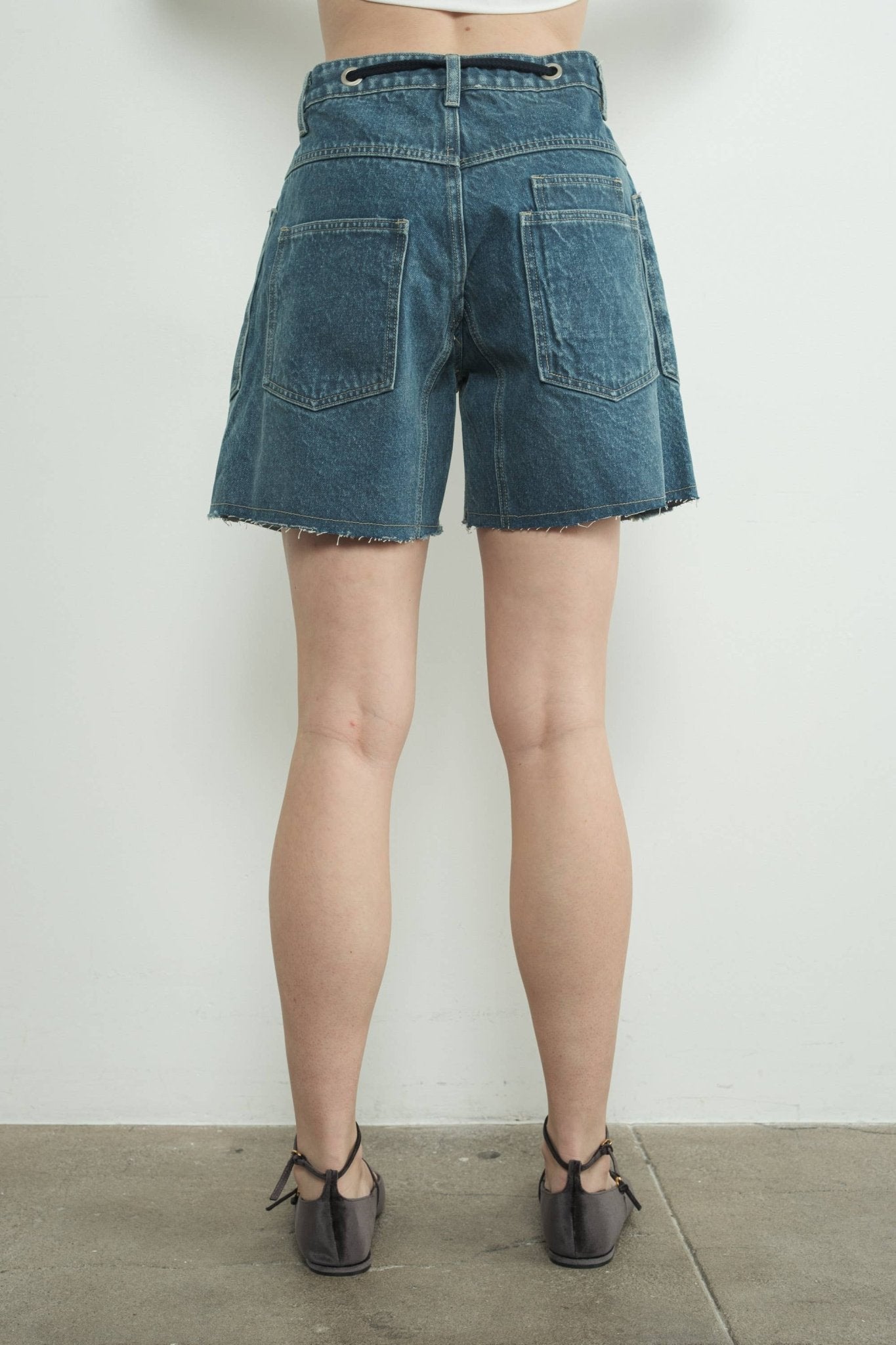 Aaron & Amber - MAP3104 VINTAGE WASHED BARREL DENIM SHORTS W/GROMMET WAIST - Dear John