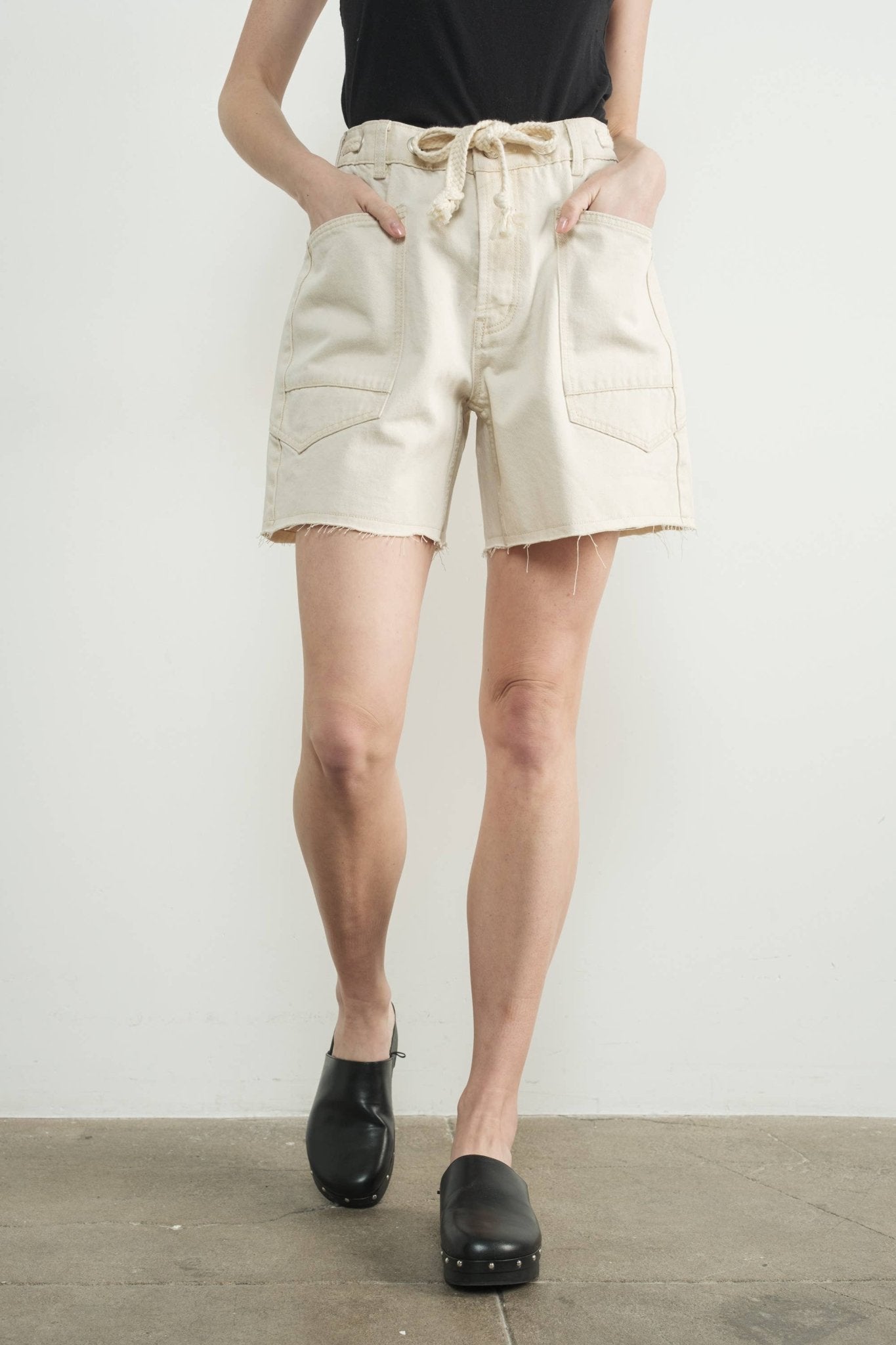 Aaron & Amber - MAP3104 VINTAGE WASHED BARREL DENIM SHORTS W/GROMMET WAIST - Dear John