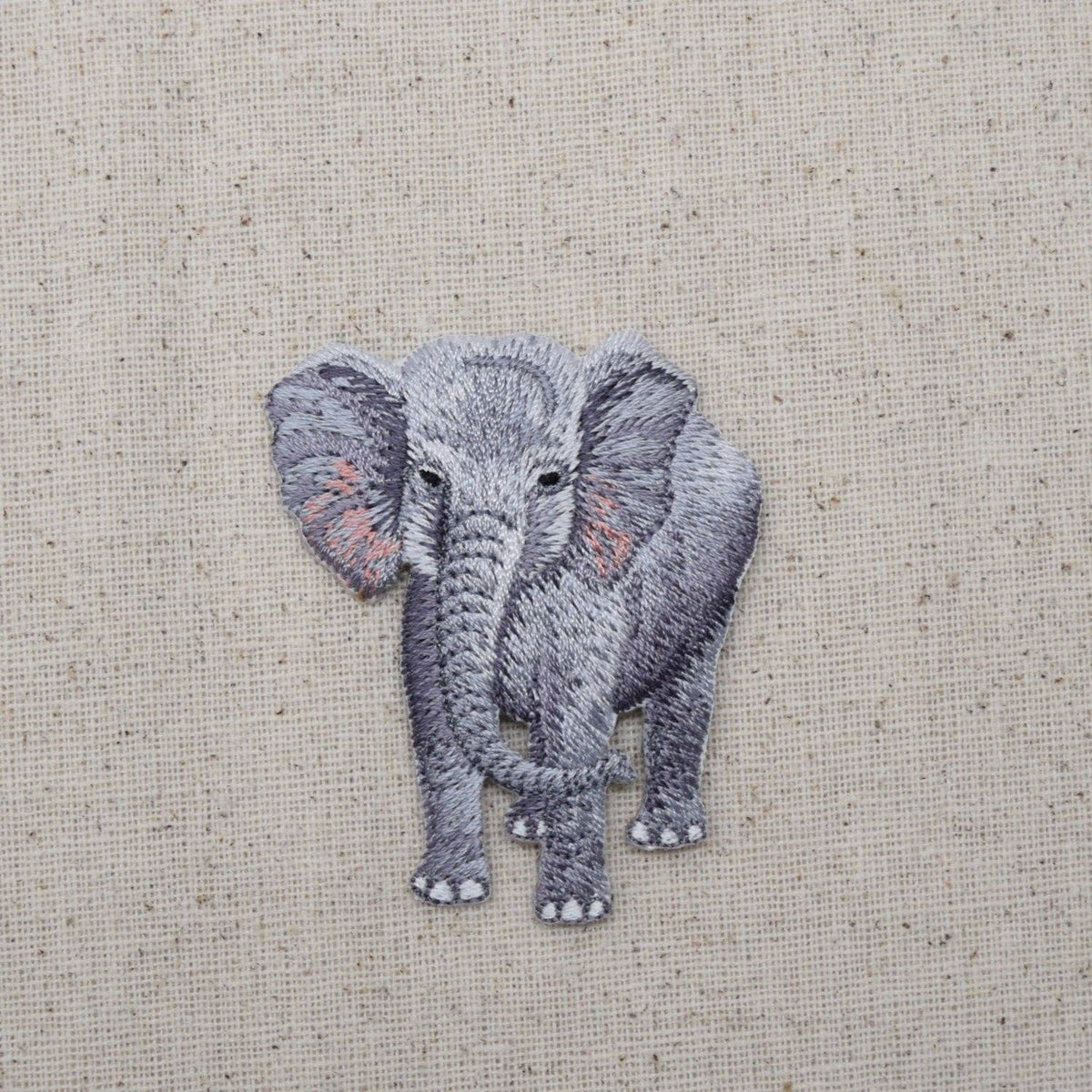 African Gray Elephant - Full Body - Embroidered Iron on Patch - Dear John