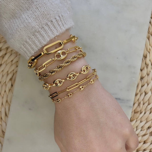 Amady Jewelry - 18k Gold Plated Stainless Steel Rope Chain Bracelet - Dear John