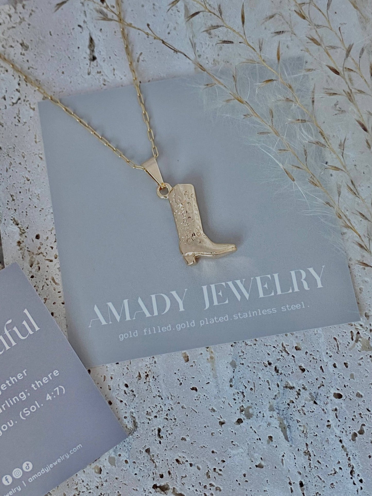 Amady Jewelry - Cowboy Boot Cowgirl  charm pendant necklace 18k gold filled  - Dear John
