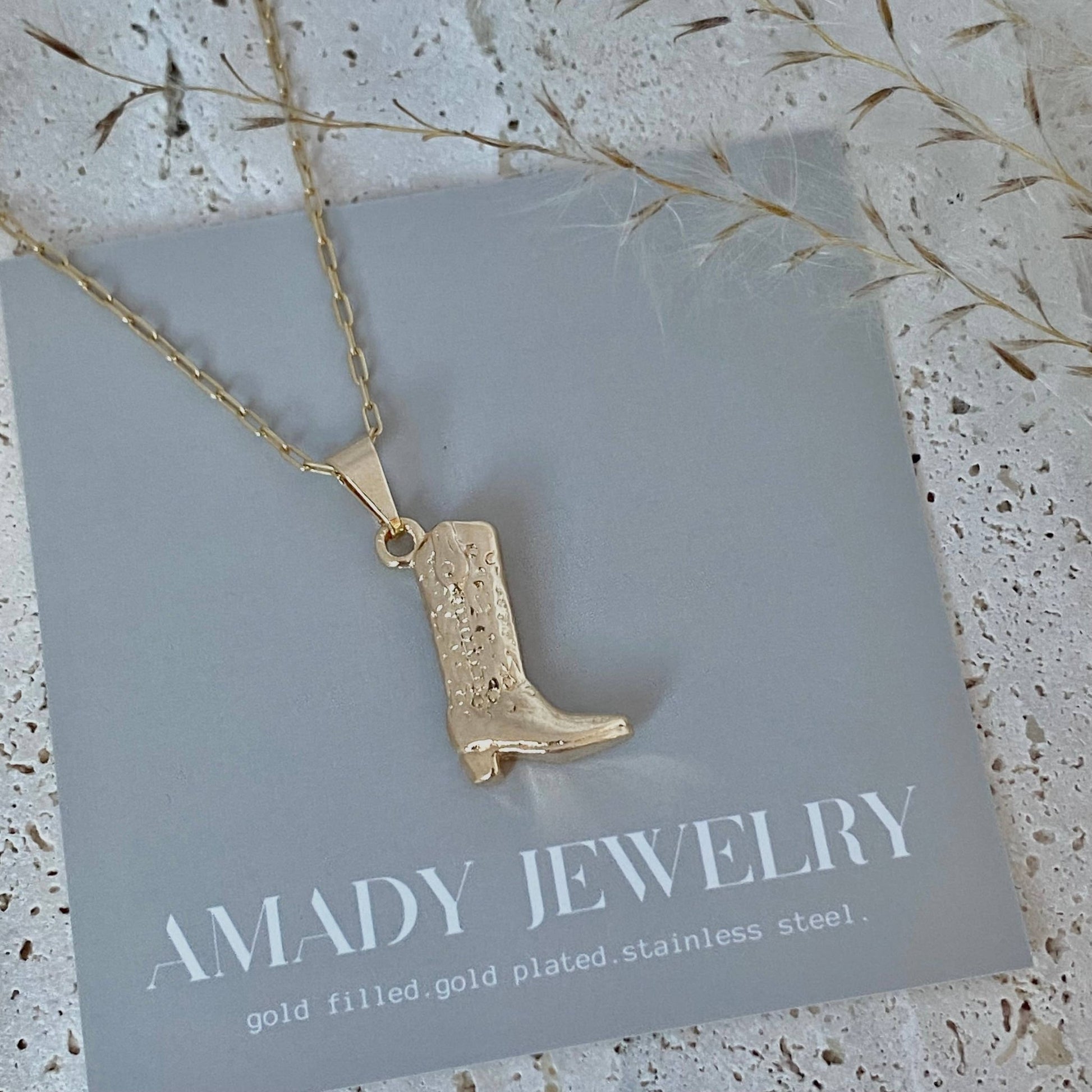 Amady Jewelry - Cowboy Boot Cowgirl  charm pendant necklace 18k gold filled  - Dear John